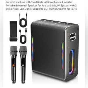 Portable Karaoke Bluetooth Speaker with LED Lights - SUPER BASS $175.99 LAST ONE